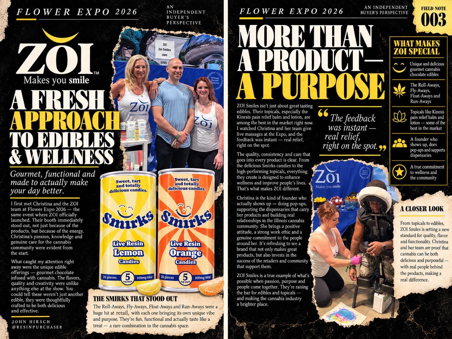 Field Note 003, ZOI: the spread as it appears in Issue 001